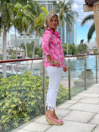 PINK LANE 3/25 SLEEVE RUFFLE
