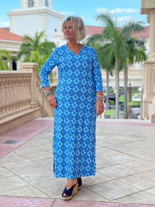 BAHAMA BLUE TURTLE ELBOW MAXI