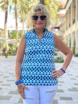 MELINA BLUE SLEEVELESS ZIPPER