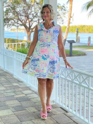 POST CARDS OF LOVE COLLAR DRESS - Cathys Place
