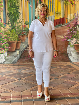 WHITE SHORT SLEEVE TOP
