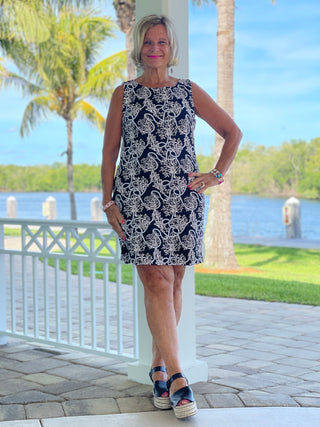 NAUTICAL  LANE SHIFT DRESS - Cathys Place