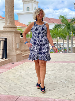 BRIGHTEN BLUE HALTER RUFFLE DRESS