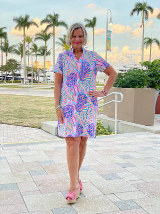 PINK PINEAPPLE SHORT SLEEVE DRESS
