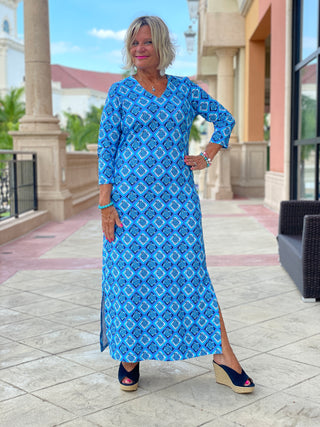 BAHAMA BLUE TURTLE ELBOW MAXI