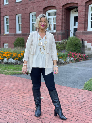 OATMEAL MESH RUFFLE WRAP