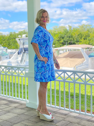 AQUA LANE ELBOW  SLEEVE DRESS