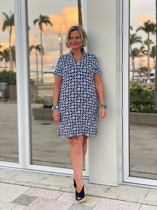 BRIGHTEN BLUE SHORT SLEEVE DRESS