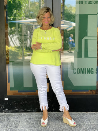 CHENILLE LIME CREW WEEKEND SWEATER
