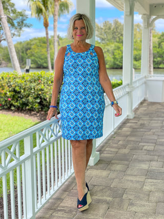 BAHAMA BLUE HALTER DRESS