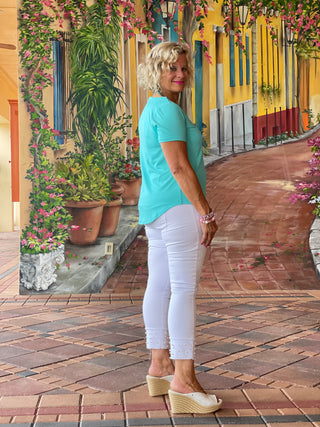 AQUA SHORT SLEEVE TOP