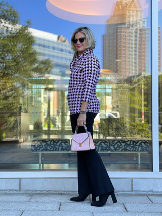 PINK HOUNDSTOOTH RUFFLE - Cathys Place