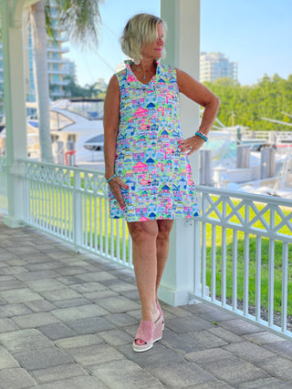 TIKI ESCAPE RUFFLE DRESS