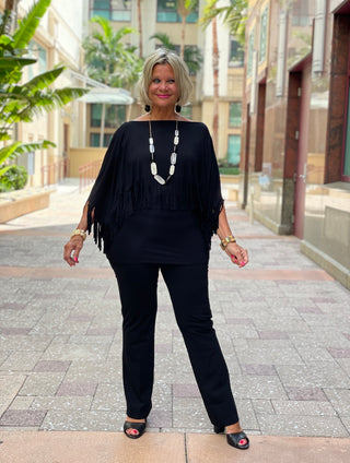 BLACK FRINGE TOP