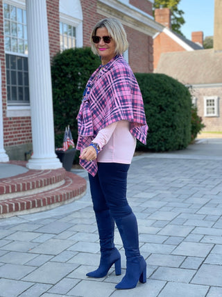 KATIE BLUE PLAID WRAP