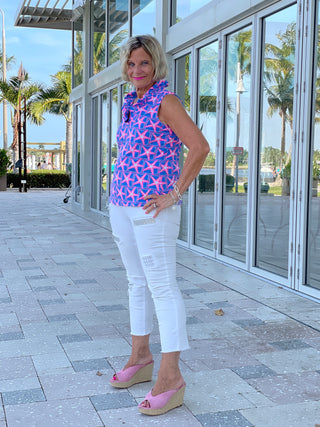 PINK STARFISH BEACH SLEEVELESS RUFFLE