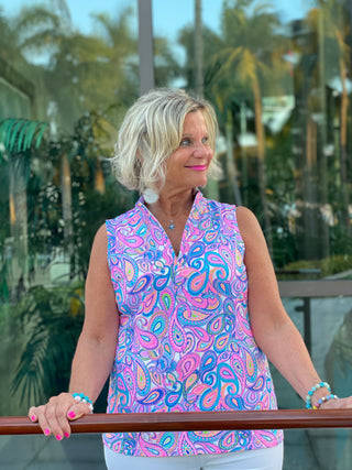 Paisley Sleeveless Zipper