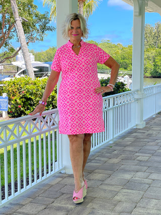 PINK DIAMONDS SHORT SLEEVE DRESS