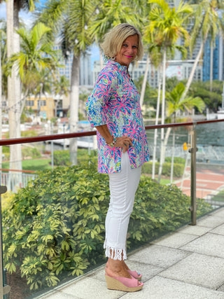 PINK PALM TREE BEACH TUNIC