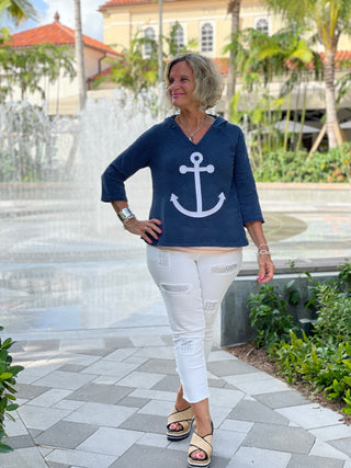 CHENILLE NAVY HOODED ANCHOR