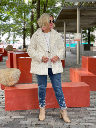 SNOW LEOPARD FAUX FUR JACKET OR COAT