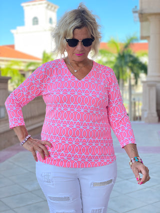 CANDY PINK V NECK TOP