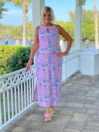 CAROLINA PAISLEY KEYHOLE MAXI