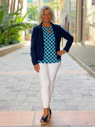 SEASIDE BLUE  KEYHOLE TOP