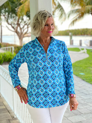 BAHAMA BLUE TURTLE HALF ZIPPER