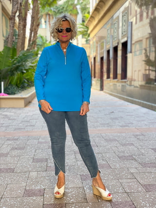 SKY BLUE ZIPPER TOP - Cathys Place