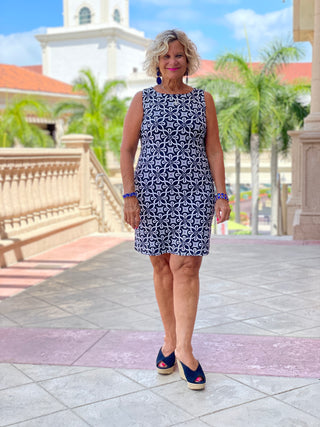 BRIGHTEN BLUE SHIFT DRESSS - Cathys Place