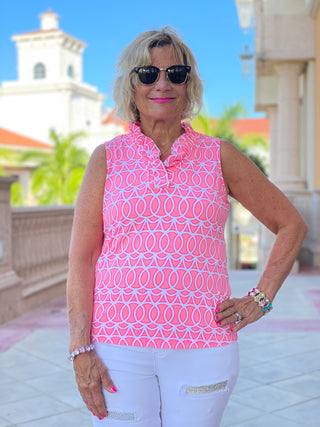CANDY PINK SLEEVELESS RUFFLE - Cathys Place