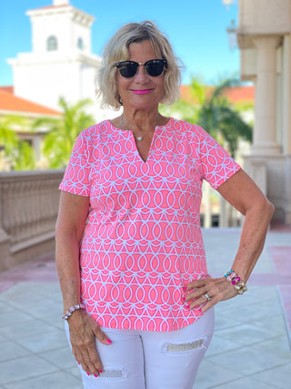 CANDY PINK SHORT SLEEVE TOP - Cathys Place
