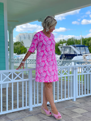 PINK LANE ELBOW SLEEVE DRESS