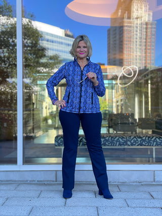 SAVANNA BLUE FULL ZIPPER TOP