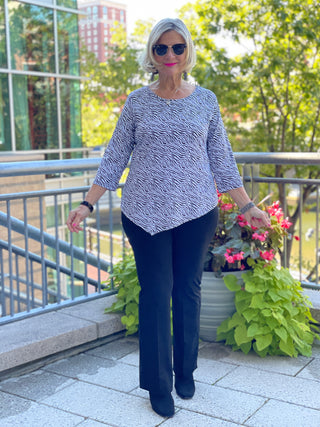 BLACK AND WHITE ZEBRA ASYMMETRIC TOP - Cathys Place