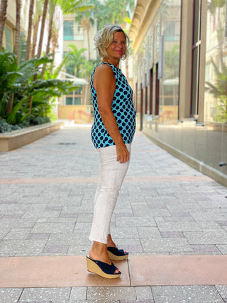 SEASIDE BLUE  KEYHOLE TOP