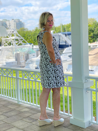 BLACK AND BEIGE HALTER DRESS