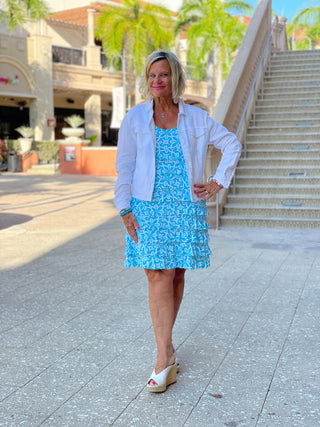 OCEAN MILE LAYERED RUFFLE DRESS
