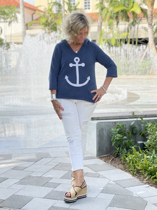 CHENILLE NAVY HOODED ANCHOR