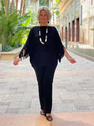 BLACK FRINGE TOP
