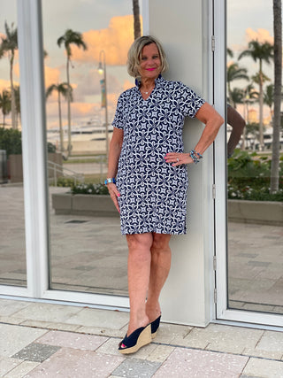 BRIGHTEN BLUE SHORT SLEEVE DRESS