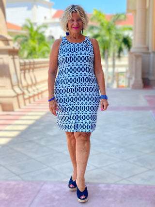 MELINA BLUE KEYHOLE DRESS