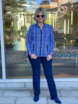 SAVANNA BLUE FULL ZIPPER TOP