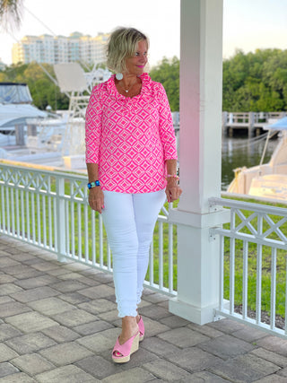 PINK DIAMONDS RUFFLE TOP