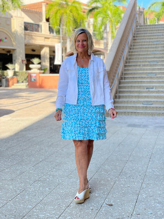 OCEAN MILE LAYERED RUFFLE DRESS