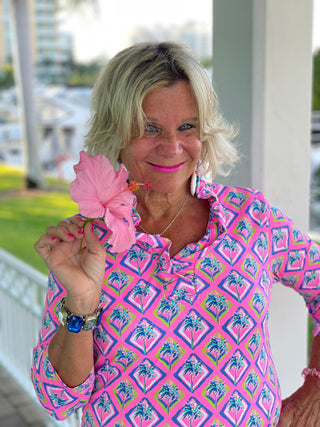 PALM TREE SIESTA RUFFLE TOP