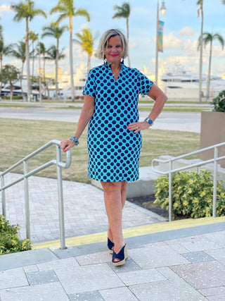 SEASIDE BLUE SHORT SLEEVE DRESS