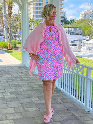 PALM TREE SIESTA KEYHOLE DRESS