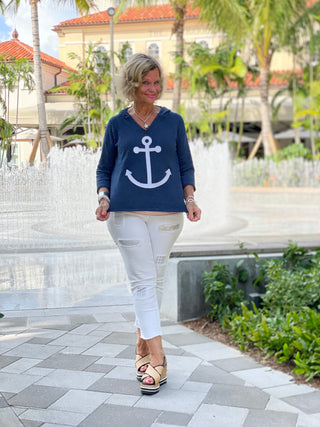 CHENILLE NAVY HOODED ANCHOR